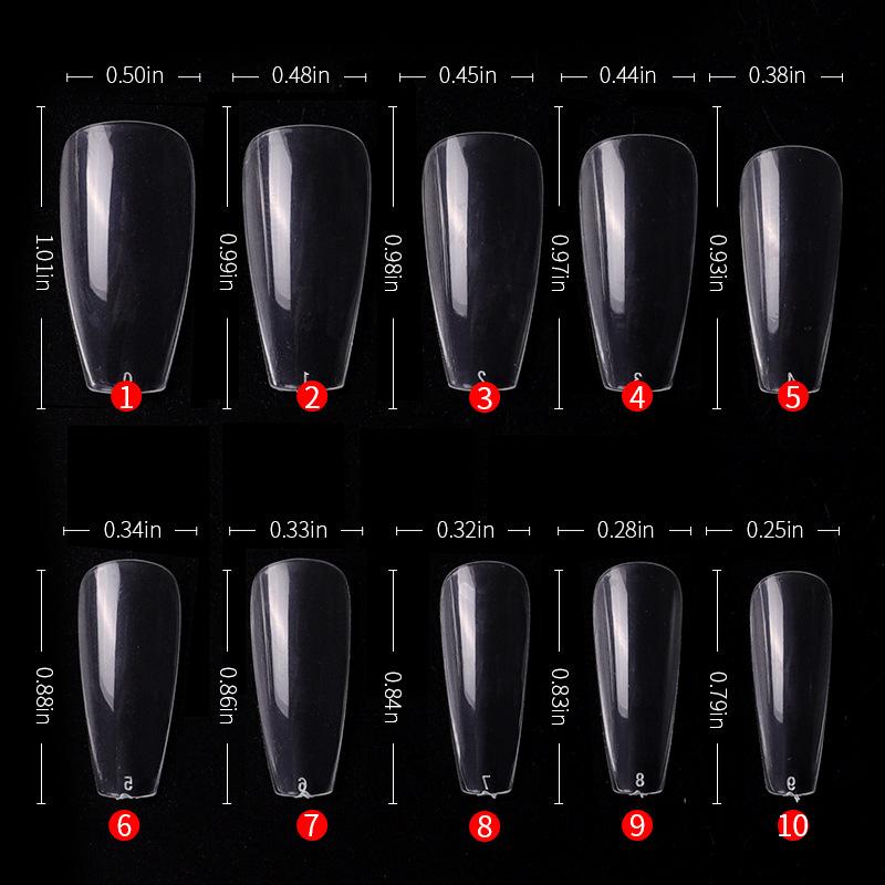 500 шт./пакет, система наращивания гелевых ногтей, полное покрытие, скульптурные прозрачные шпильки, гроб, накладные ногти