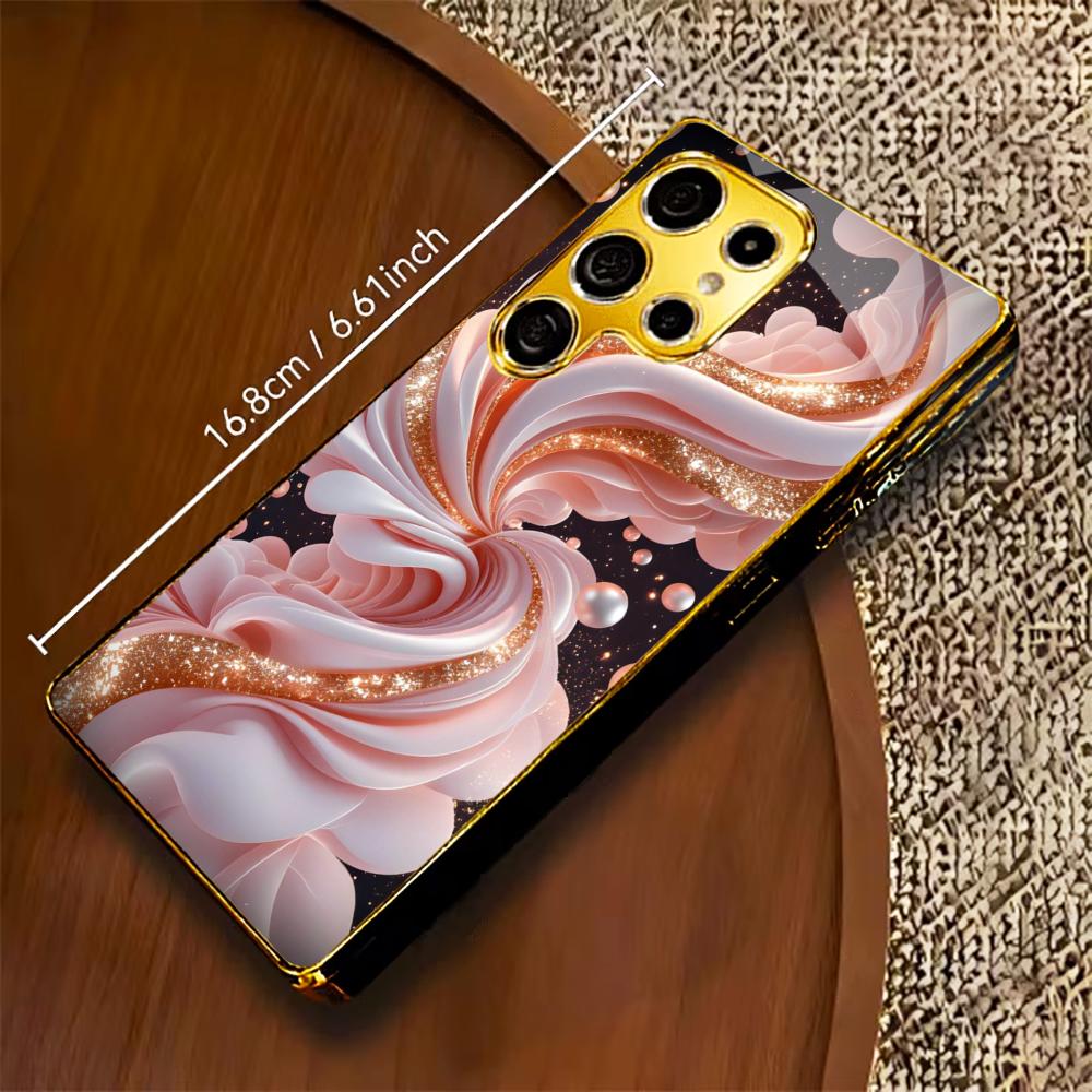 Розовый облачный стеклянный чехол для телефона Samsung Galaxy S26 S25 S24 S22 S23 Ultra S21 S20 Plus 5G Матовый Нескользящий Полное покрытие