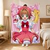 Плед с изображением Аниме Cardcaptor Sakura, 240 г/м², Фланелевое одеяло, Подходит для диванов, кроватей, офисов, Изысканный подарочный плед