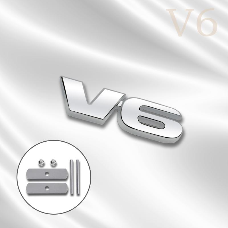 ydjcv7 3D Car V6 Design Grille Badge Front Emblem Rear Trunk Body Sticker For Toyota 2019 4runner rav4 Tundra Corolla Ford Accessory