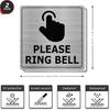 Please Ring Bell Signs 6 × 6 Inches Aluminum Self-Adhesive Waterproof Metal Signage Notice Doorbell Sign for Outdoor Wall Office Gate 2 Pack