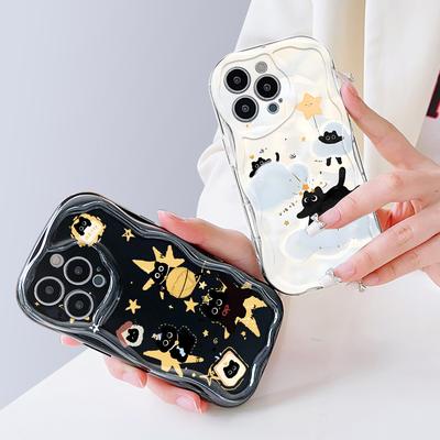 Для OPPO A17 A18 A38 A58 A98 Reno7 Z 8Z 8T 11F 11 Pro Realme 12 Lite 12 Pro C30 мягкий волнистый край мультяшный милый рисунок кота полный защитный чехол для объектива