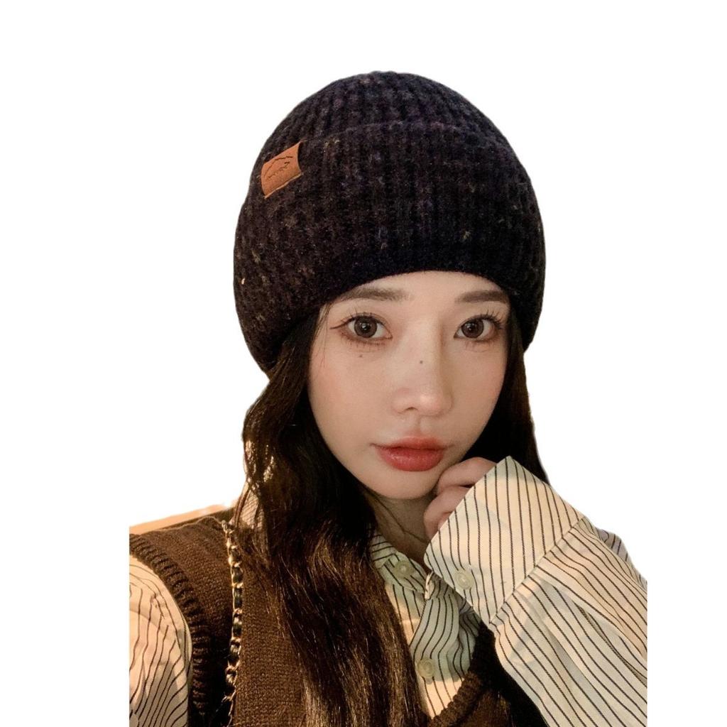 Korean Version of Winter Hat for Women's Thickened Ear Protection Solid Color Knitted Hat Outdoor Warm Cold Yarn Pullover Cold Hat