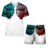 Summer Fashion Men's 2 Piece Set Tracksuits Casual Short Sleeves 3D Print T-shirt+shorts Pants Suits Male Clothes
