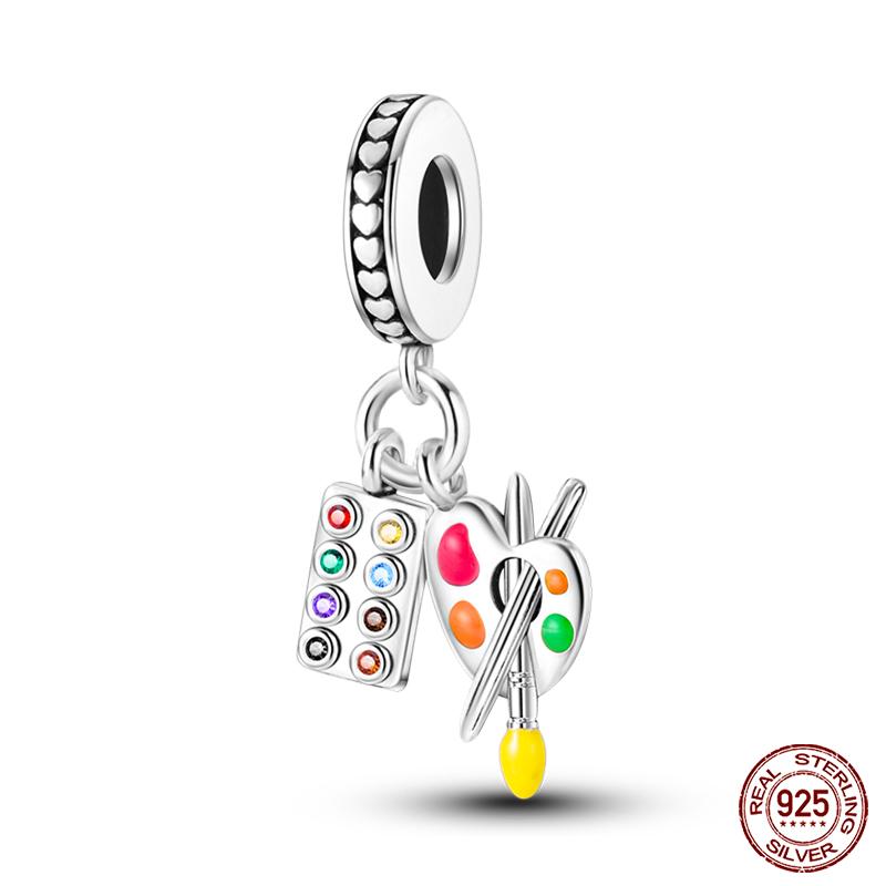 Copper Artist Brush Tools Color Palette Oil Painting Charms Beads Fit Qikaola Original Bracelets Diy Jewelry Gifts