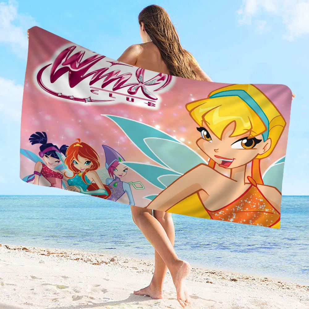 Милый-W-Winxed-Мультяшное полотенце из микрофибры Пляжное полотенце Впитывающее Быстросохнущее Мягкое для йоги, плавания, курорта, альпинизма
