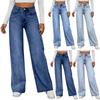 Women's High Waist Washed Women's Jeans Fashionable Versatile Straight Leg Pants