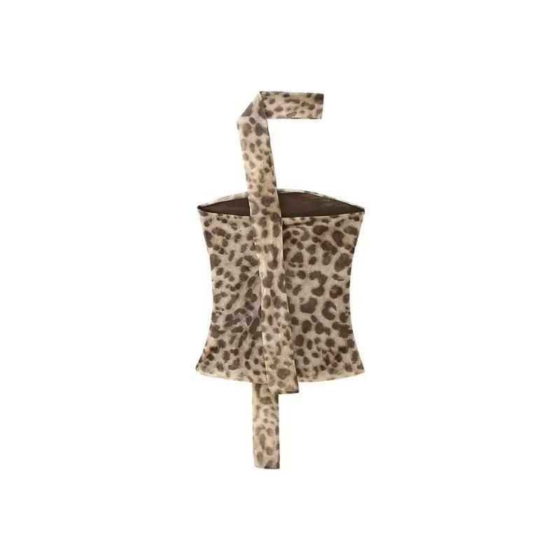 Leopard Printed Midi Skirt Sets For Women 2 Pieces 2024 New Fashion Corsets Top Women's Suit Two Piece Set Women Outfit