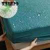 Double Fabric Watertight Bed Mattress Cover Waterproof Quilted Embossed Mattress Protector Pad Fitted Sheet Separated Water Bed Linens with Elastic