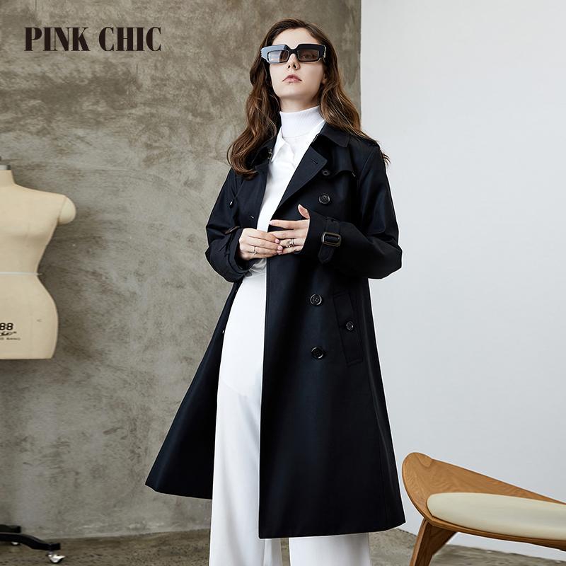 РОЗОВЫЙ ШИК, новая весенне-осенняя ветровка средней длины с воротником с лацканами, женский двубортный пояс, пальто в стиле ретро, Тренч Грейс 667