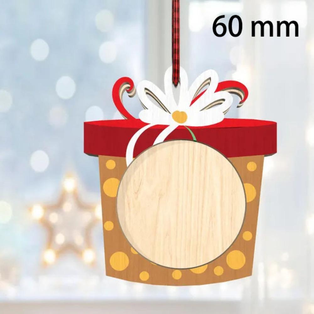High Quality Wooden Picture Ornaments for Christmas Tree DIY with Hanging Ropes Photo Frame Gifts Xmas Tree Decorations