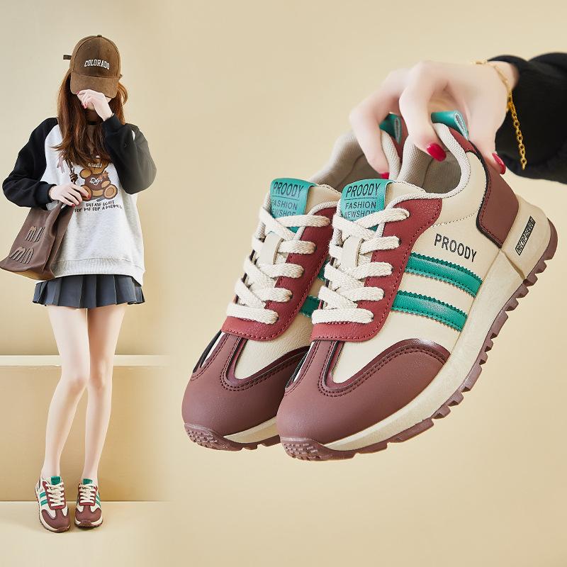 Женские повседневные туфли на толстой платформе Dad Shoes со шнуровкой, нескользящие, для ходьбы, удобные кроссовки из искусственной кожи для бега и тенниса для женщин, дышащие кроссовки