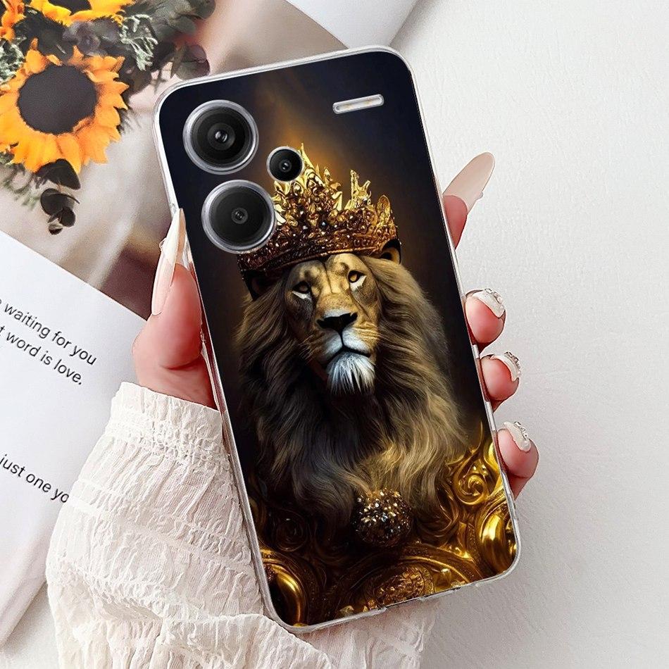 Чехол для телефона Xiaomi Redmi Note 13 Pro Plus 5G Redmi Note13 13 Pro 13 Pro+ 5G Элегантный Цветочный Кот Мягкий Силикон Прозрачный ТПУ Чехлы