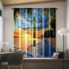 2 шт., Шторы для окон Пляжный восход закат природный пейзаж Универсальная полиэстеровая ткань, Без электричества Идеально для семейной вечеринки