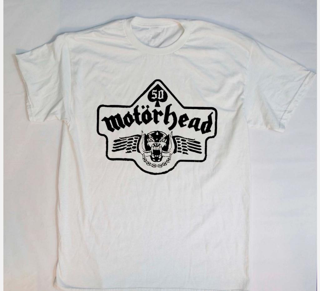 26 Motorhead 50 Years Logo White Short Sleeve Unisex T-Shirt Size S-5XL Unisex T-Shirt
