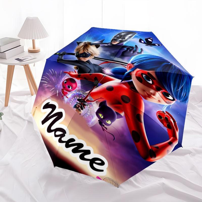 Персонализированный зонт с принтом божьей коровки L-Ladybug - Автоматическое открытие/закрытие, Прочный каркас с восемью ребрами, Автоматически складывающийся зонт