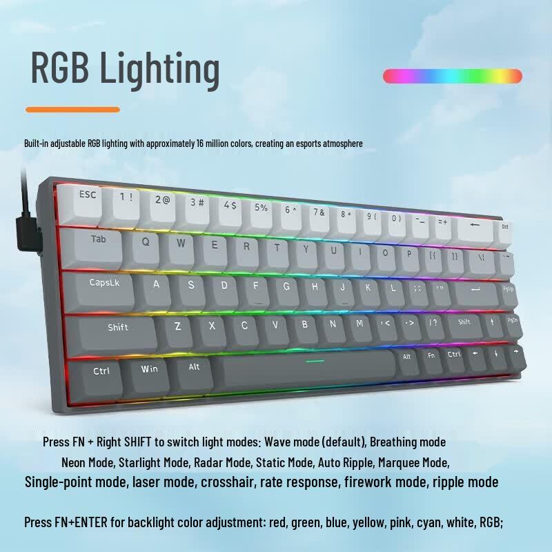 Игровая проводная клавиатура Redragon M68 с 68 клавишами, магнитными переключателями и RGB-подсветкой