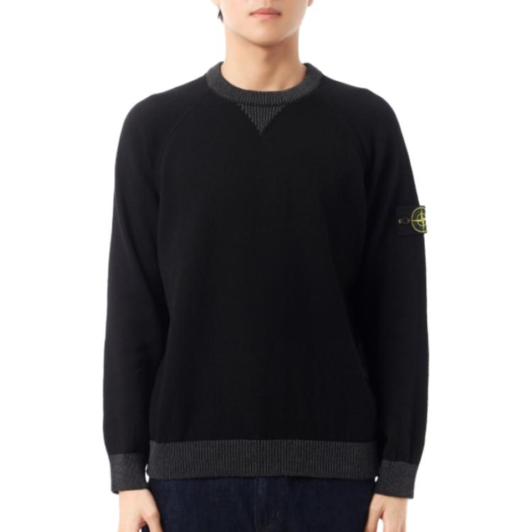 Stone Island Badge Loose Fit Crew Neck Long Sleeve Knit Sweater Men sweater L1S1551000-13S01D3-V0029
