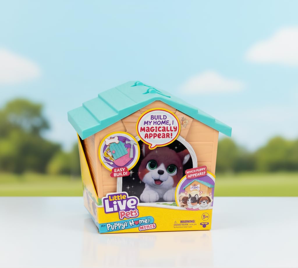 Little Live Pets Мой щенок: Мини-игровой набор «Домик для щенка», Оранжевый, Игрушка «Собираемый домик для собаки» и игровая площадка, Персонализируемая игрушка-щенок из плюша для детей от 5 лет