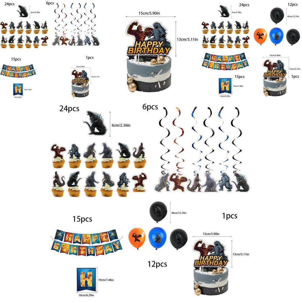Принадлежности для детской вечеринки в стиле Годзиллы для веселого и праздничного торжества