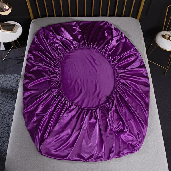 (No Pillowcases )Luxury Emulation Silk Fitted Sheet Bed Mattress Protector Cover Elastic Sheets Bed Mattress Cover Linen