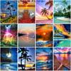 DIY 5D Diamond Painting Landscape Sunset Full Round Drill Embroidery Mosaic Scenery Beach Picture Rhinestones Decor Gift