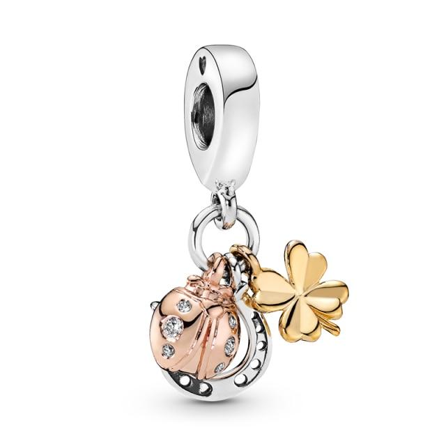 Серия из серебра и розового золота 925 пробы, подвеска в виде бусины, браслет с подвесками, изготовление ювелирных изделий, подарок для женщин