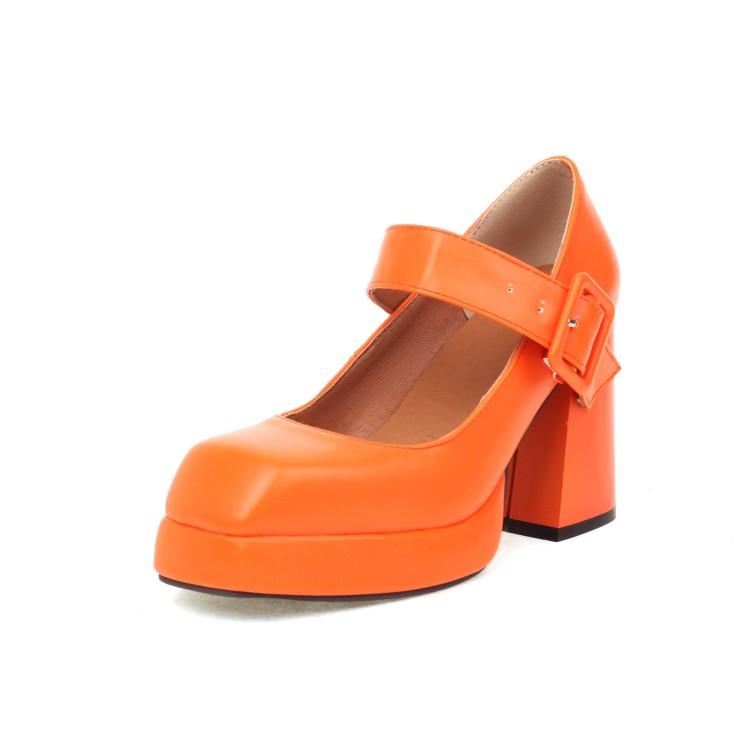 Женские туфли-лодочки из искусственной кожи на толстом высоком каблуке с квадратным носком, лаконичные вечерние туфли Мэри Джейн на весну и осень, черные, белые, красные туфли на платформе