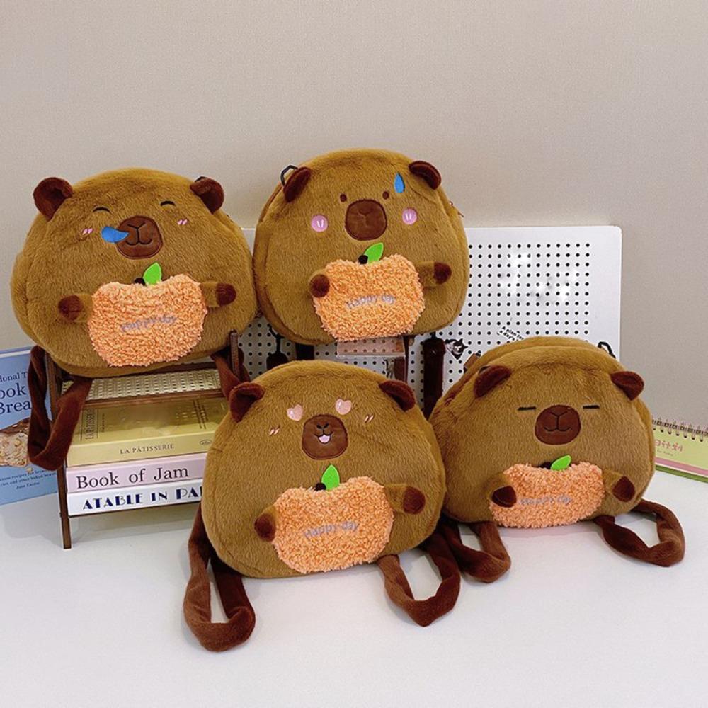 Soft Capyabra Plush Bag Plush Cartoon Doll Bag Storage Bag Capyabra Backpack  Girls
