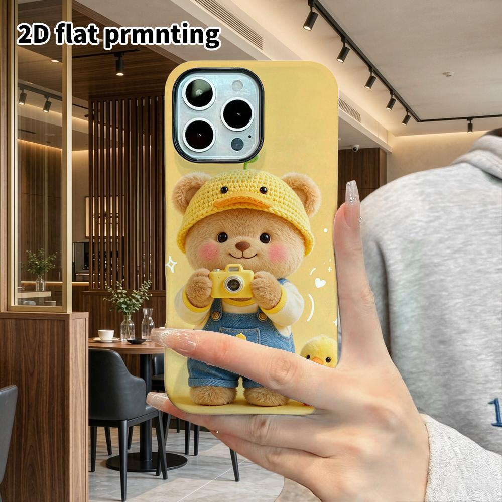 Phone Case: 2D flat design suitable for iPhone 18, 17, 16, 15, 14, 13 Pro film protection case, couple style, photo bear, Christmas and Halloween gift
