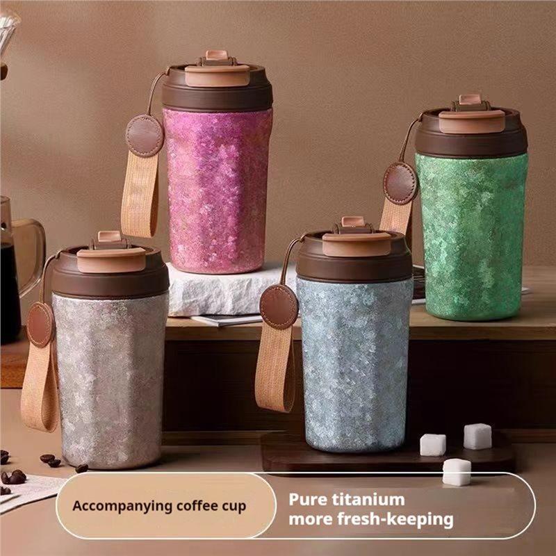 ABKY-High-End Exquisite Pure Titanium Double-Layer Vacuum Flask Coffee Cup Portable High-Value Take-Out