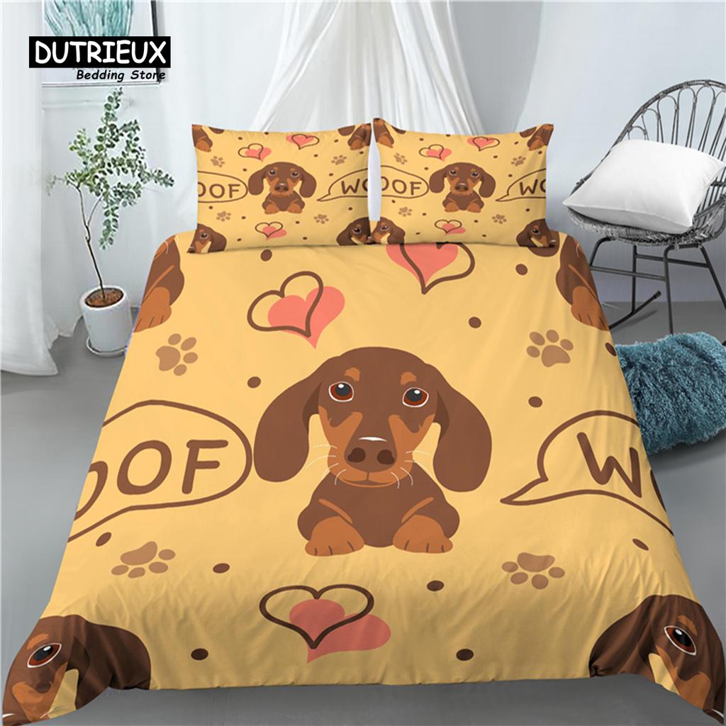 Home Living Luxury 3D Cut Dog Print 2/3Pcs Comfortable Duvet Cover PillowCase Bedding Sets Queen and King EU/US/AU Size