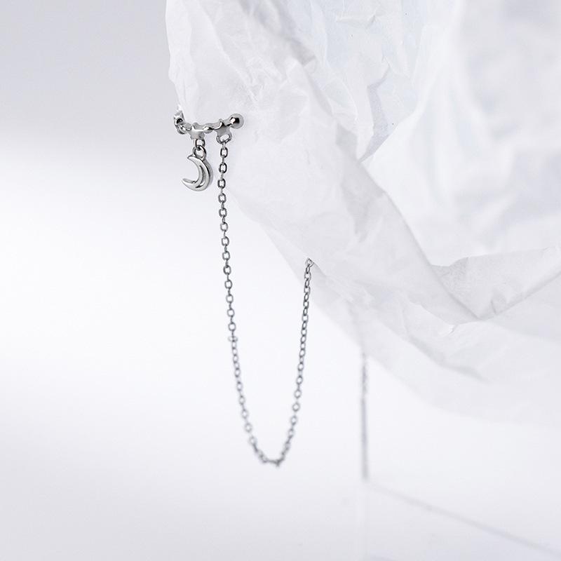 Skinny Face, Long Earphones, Ear Bone Clips, Women Wear Two Personality, Simple Temperament, Slightly Inlaid With Stars, Moon Earrings