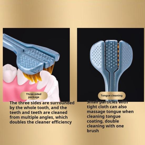 2 шт. трехсторонняя зубная щетка с мягкой щетиной и эргономичной ручкой для взрослых, портативная зубная щетка для путешествий