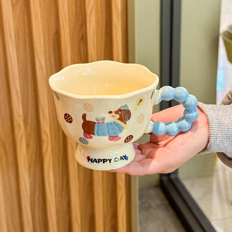 Milk Fufu Sausage Puppy Ceramic Cup Girl Cute Tall Mug for Girlfriend Birthday Gift