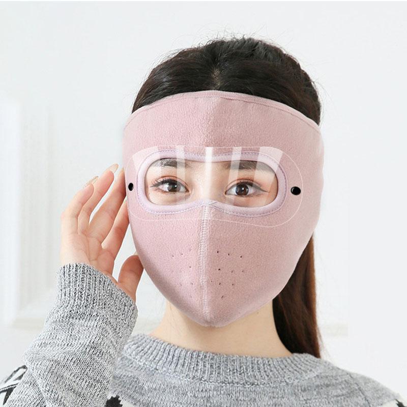 1-10PCS Thickened Fleece Face Mask with Earmuffs and Goggles for Fall and Winter Cold Proof Windproof Cycling Head Cover