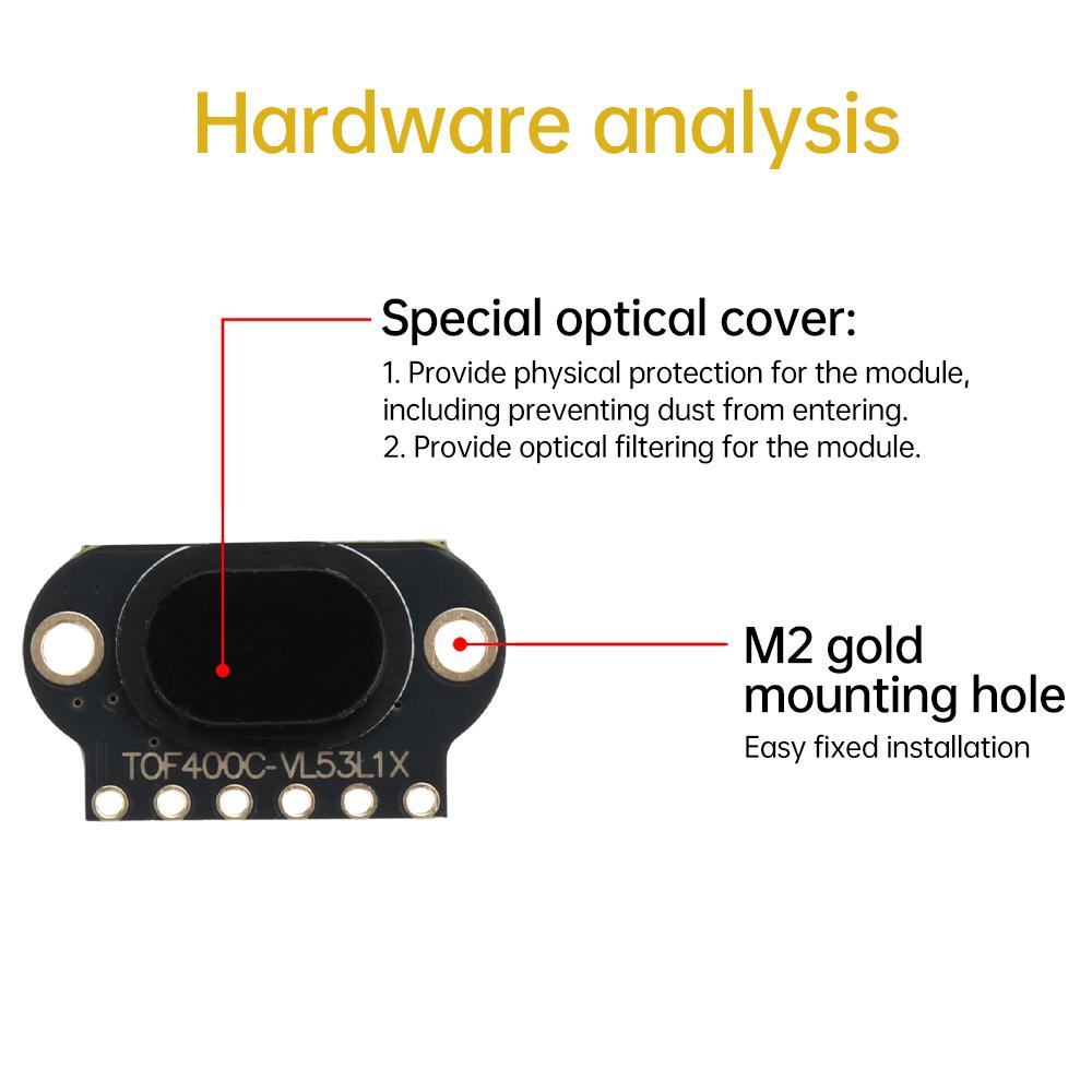 TOF050C/400C Laser Ranging Sensor Module ToF Time-of-Flight Distance IIC Output 4M VL6180X for Arduino STM32 With Optical Cover