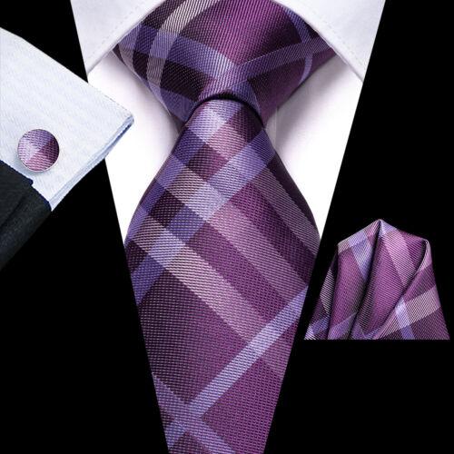 Hi-Tie Мужской галстук фиолетовый шелковый галстук карманные квадратные запонки свадьба ужин