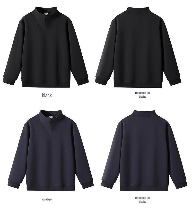 Women's Loose Fit Half-Zip Stand Collar Hoodie - Long Sleeve Solid Color Outerwear for Spring and Autumn