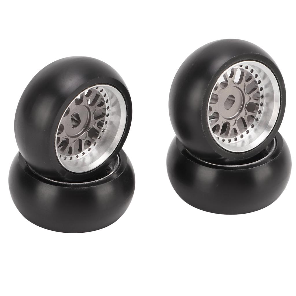 4pcs RC Drift Tire Aluminum Alloy Stable Flexible Drift Car Tyre for Wltoys 1 28 RC Car Titanium Color