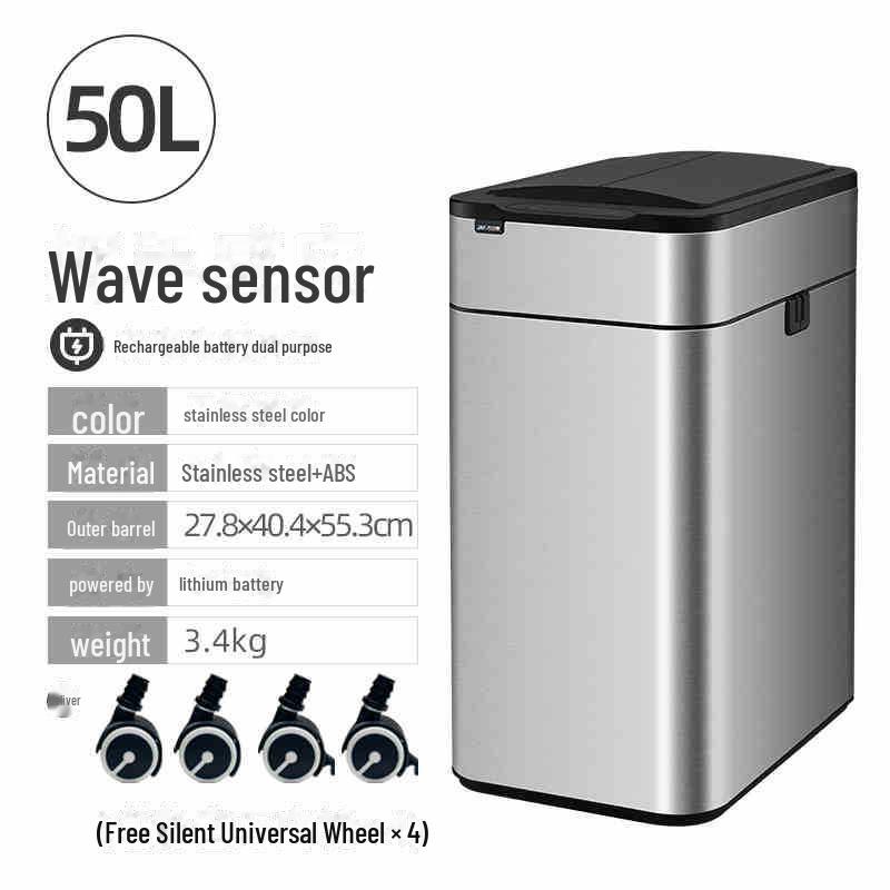 Jieanhui Smart Induction Trash Box с крышкой для ванной комнаты, кухни и гостиной - Автоматическая упаковка