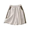 2024 Women's Summer Cotton Linen Elastic Waist Wide-Leg Shorts