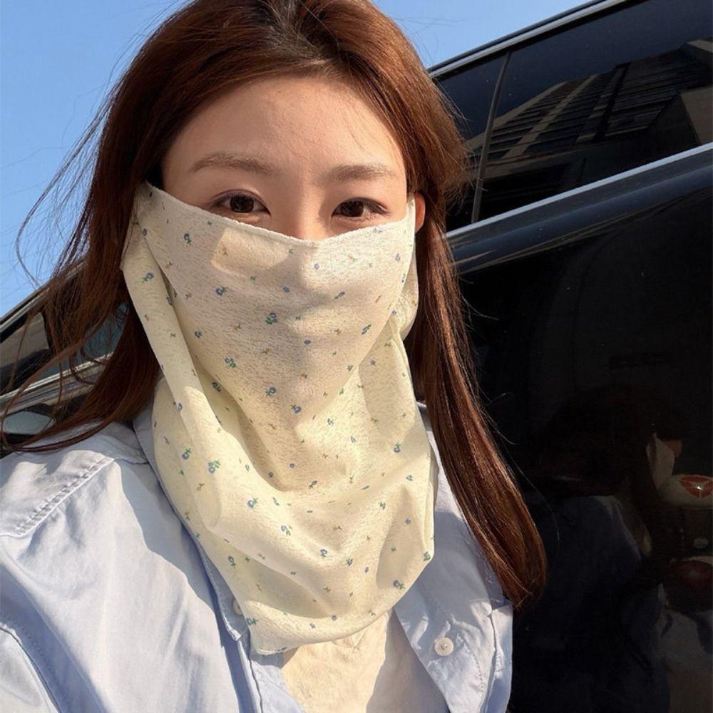 Breathable Women Mask Scarf Floral Printed Neck Gaiter Scarf for Summer Outdoor Sports