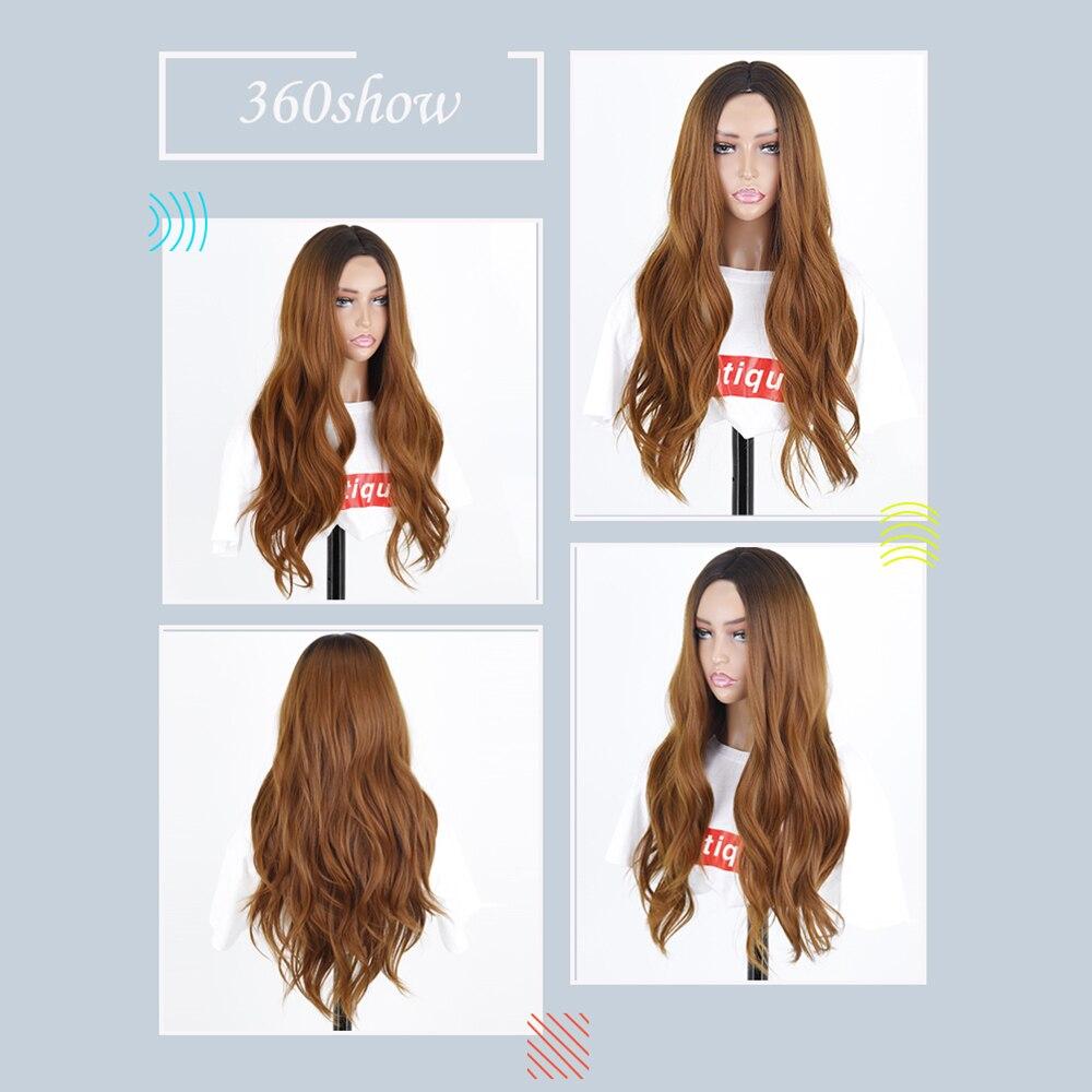 MISS WIG Ombre Brown Red Black Orange Color Long Water Wave Hairstyle Wigs For Women Synthetic Hair High Temperature Fiber Average Size