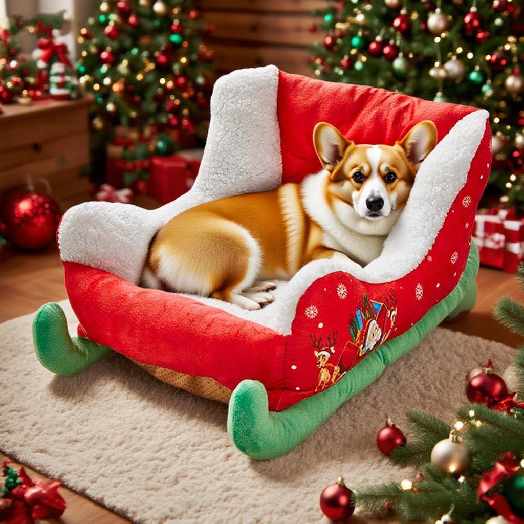 2025 Christmas Dog Bed Red Christmas Sleigh Pet Bed Plush Indoor Outdoor Dog Sofa Bed Holiday Themed Pet Nest For Cats Dogs