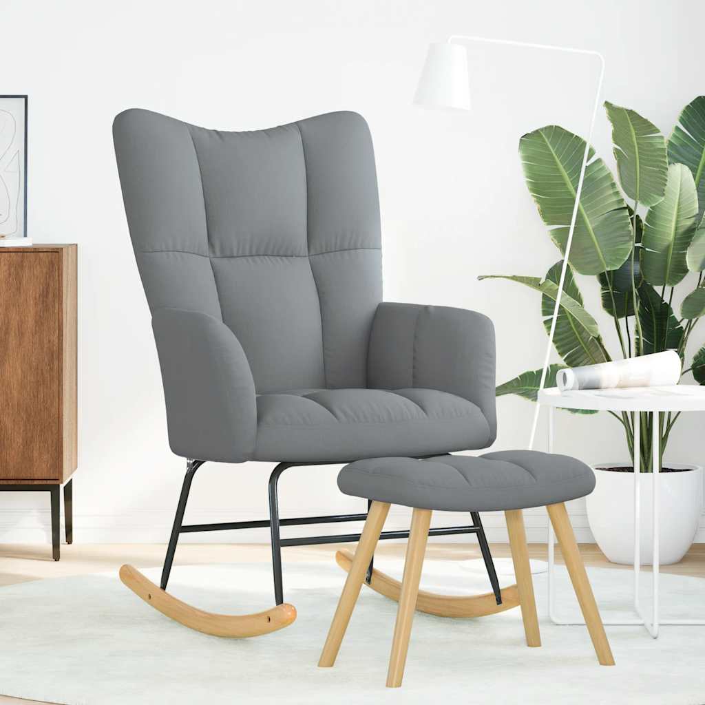 Rocking Chair with Footstool Light Grey Fabric