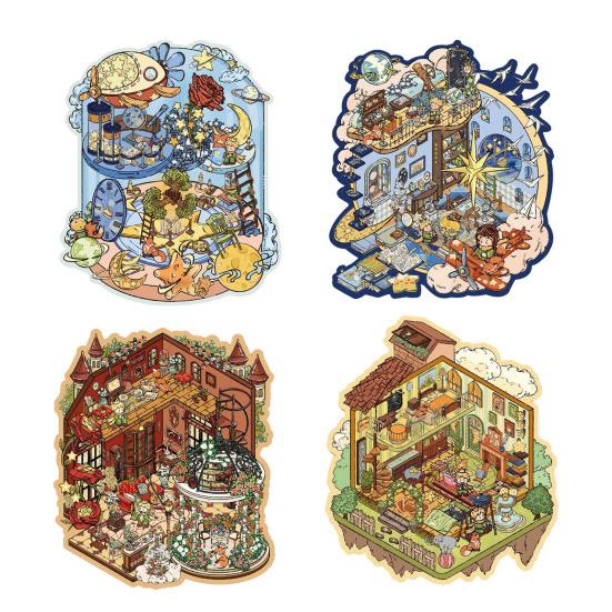 4 шт. DIY 3D наклейки для сцен, мультяшные кошки, наклейки для досуга для взрослых, подростков и детей, создайте свои собственные наклейки для сцен для снятия стресса