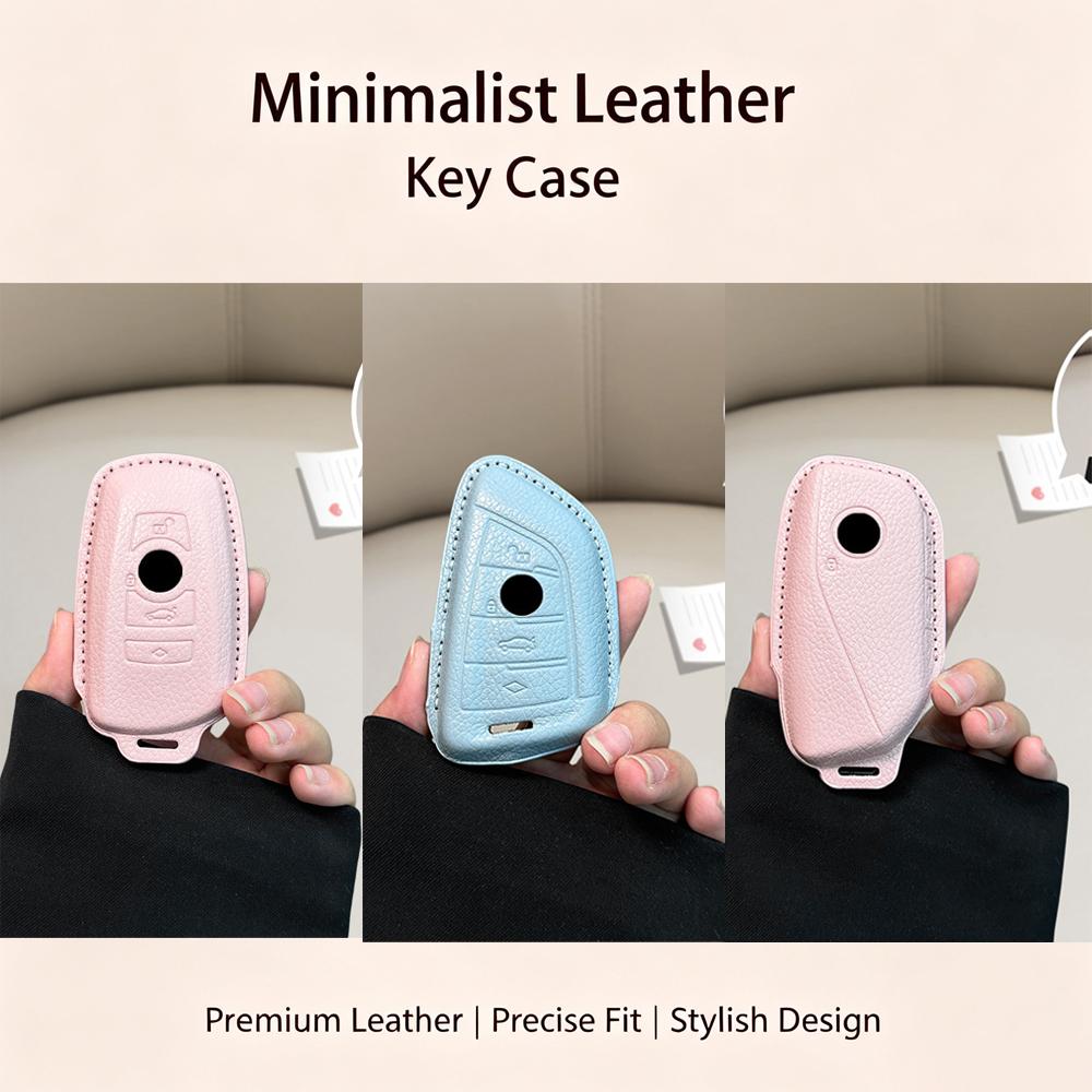 Leather for BMW F20 F10 F20 F30 F80 X1 X3 X5 X6 X7 G20 G30 G01 G02 G05 G11 1 3 5 7 Series Remote Smart Car Key Case Cover Fob