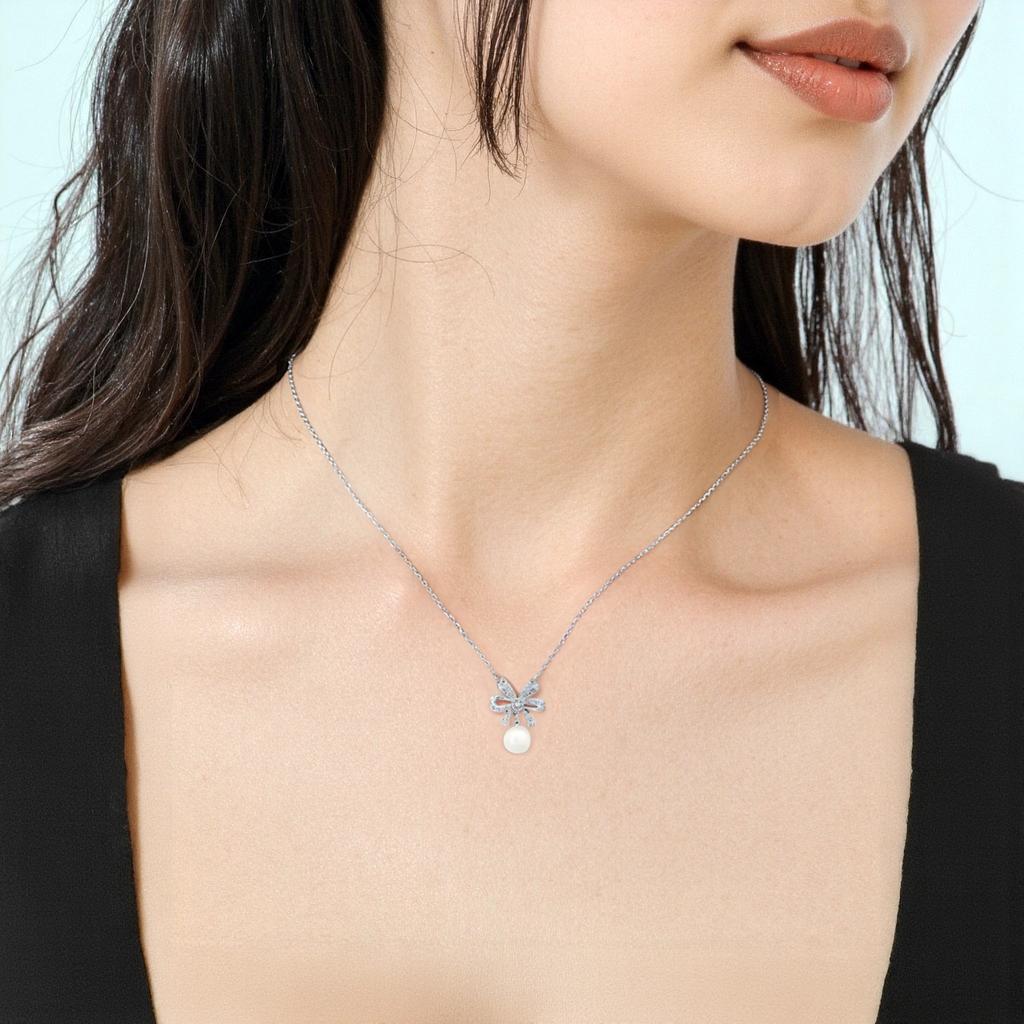 Swarovski Dora Bow Imitation Pearl Necklace Women necklace 5169248