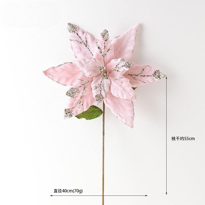 New Christmas flower 40cm oversized high-end fixed-dyeing simulated flower arrangement Christmas Christmas tree decoration